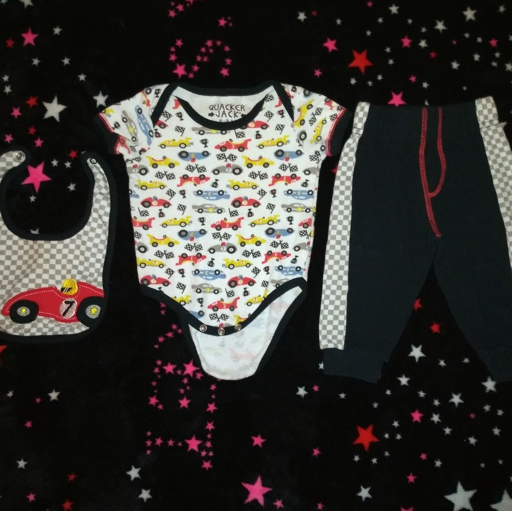 Baby Quacker Jack Race Car Outfit NWOT